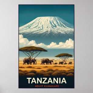 Mount Kilimanjaro Safari - Vintages Tansania Reise Poster