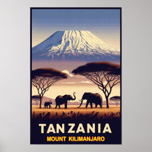 Mount Kilimanjaro Safari - Vintages Tansania Reise Poster