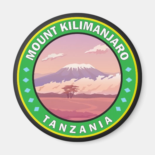 Mount Kilimanjaro Tansania Africa Circle Abzeichen Magnet (Vorne)