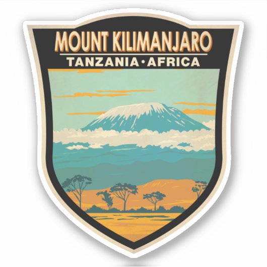 Mount Kilimanjaro Tansania Afrika Vintag Aufkleber (Vorderseite)
