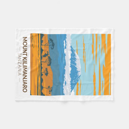 Mount Kilimanjaro Tansania Afrika Vintag Fleecedecke (Vorderseite (Horizontal))