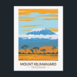 Mount Kilimanjaro Tansania Afrika Vintag Postkarte<br><div class="desc">Mount Kilimanjaro Vektorgrafik Design. Es ist der höchste Berg Afrikas und der höchste freistehende Berg der Welt.</div>