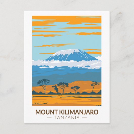 Mount Kilimanjaro Tansania Afrika Vintag Postkarte (Vorderseite)