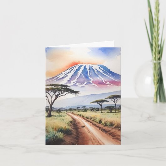 Mount Kilimanjaro Tansania Aquarellböden Karte (Vorderseite)