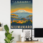 Mount Kilimanjaro, Tansania Atemberaubend Vintag Poster (Heimbüro)