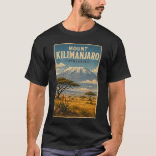 Mount Kilimanjaro Tansania Illustration Reise Kuns T-Shirt