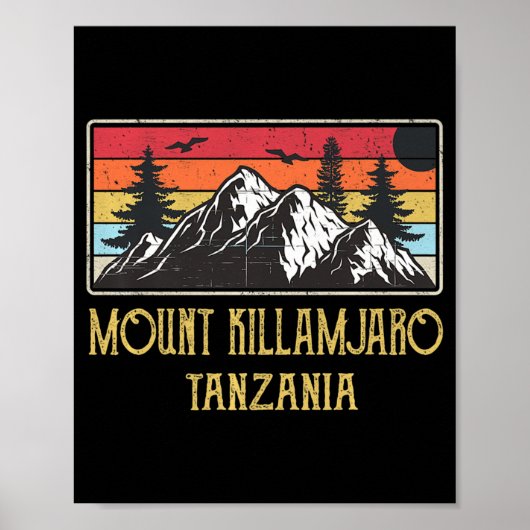 Mount Kilimanjaro Tansania Vintag Retro Klettern Poster (Vorne)