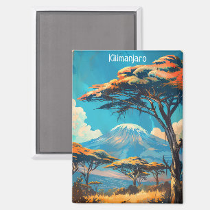 Mount Kilimanjaro Tansania Vintage Travel Magnet