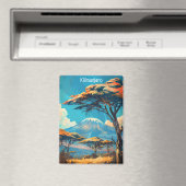 Mount Kilimanjaro Tansania Vintage Travel Magnet (In Situ (Geschirrspüler))