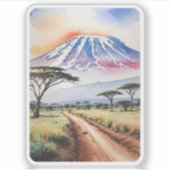 Mount Kilimanjaro Tansania Wasserfarbe Aufkleber (Vorderseite)