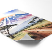 Mount Kilimanjaro Tansania Wasserfarben Kunst, Dic Poster (Ecke)
