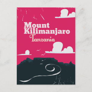 Mount Kilimanjaro Vintag Cartoon Poster Postkarte
