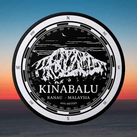 Mount Kinabalu - Ranau Malaysia Sabah Illustration Button