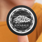 Mount Kinabalu - Ranau Malaysia Sabah Illustration Runder Aufkleber