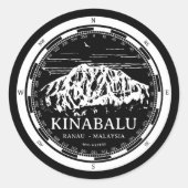 Mount Kinabalu - Ranau Malaysia Sabah Illustration Runder Aufkleber (Vorderseite)