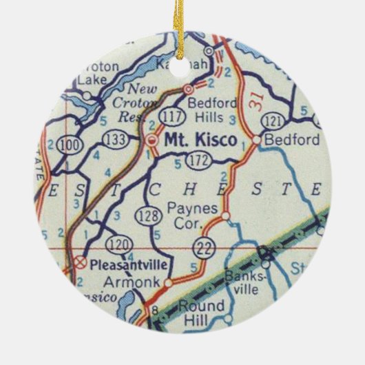 Mount Kisco Vintag Map Keramik Ornament (Hinten)