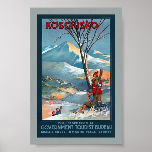 Mount Kosciusko Vintage-Reiseplakat restauriert Poster (Vorne)