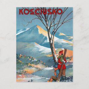 Mount Kosciusko Vintage-Reiseplakat restauriert Postkarte