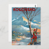 Mount Kosciusko Vintage Travel Poster wiederbelebt Postkarte (Vorne/Hinten)