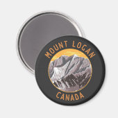 Mount Logan Canada Distressed Circle Magnet (Vorderseite/Rückseite)