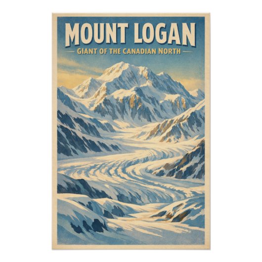 Mount Logan, Canada, in a classic retro Poster (Vorderseite)