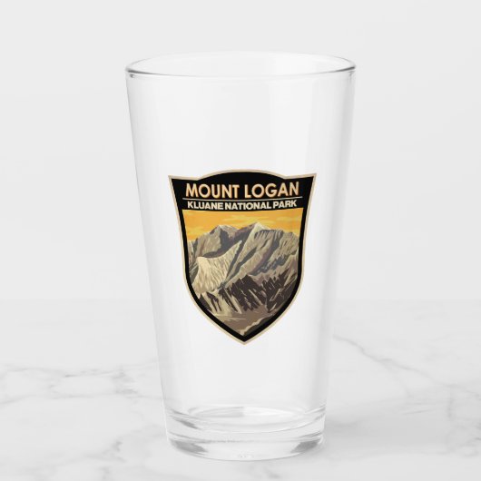 Mount Logan Canada Travel Art Vintag Glas (Vorderseite)