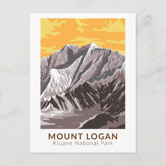 Mount Logan Canada Travel Art Vintag Postkarte (Vorderseite)