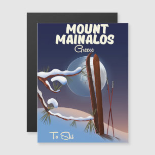 Mount Mainalos Griechischer Ski-Druck. Magnetkarte