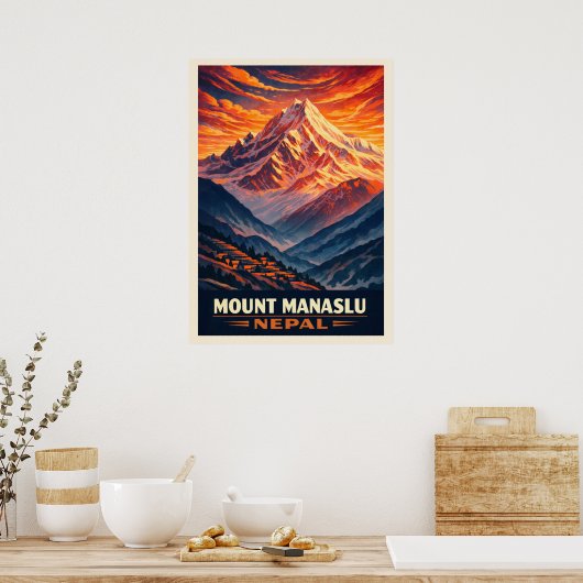 Mount Manaslu Nepal V03 Poster (Küche)