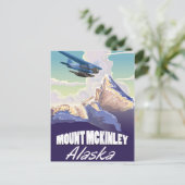 Mount McKinley Vintage Reiseposter Postkarte (Stehend Vorderseite)
