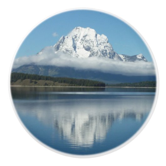 Mount Moran Reflection auf Grand Teton Keramikknauf (Vorderseite)
