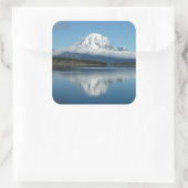 Mount Moran Reflection auf Grand Teton Quadratischer Aufkleber (Tasche)