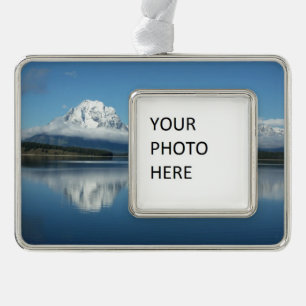 Mount Moran Reflection auf Grand Teton Rahmen-Ornament Silber