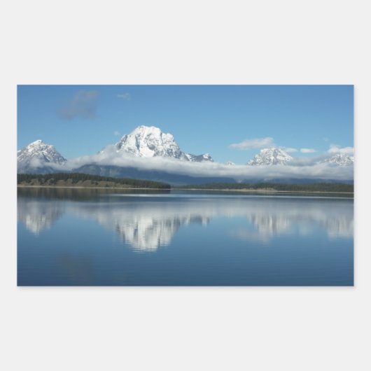 Mount Moran Reflection auf Grand Teton Rechteckiger Aufkleber (Vorderseite)