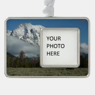Mount Moran und Wolken im Grand Teton Rahmen-Ornament Silber