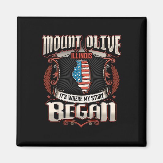 Mount Olive Illinois Usa Flagge 4. Juli Magnet (Vorne)