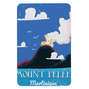 Mount Pelée, Martinique Vintage Reiseplakat Magnet