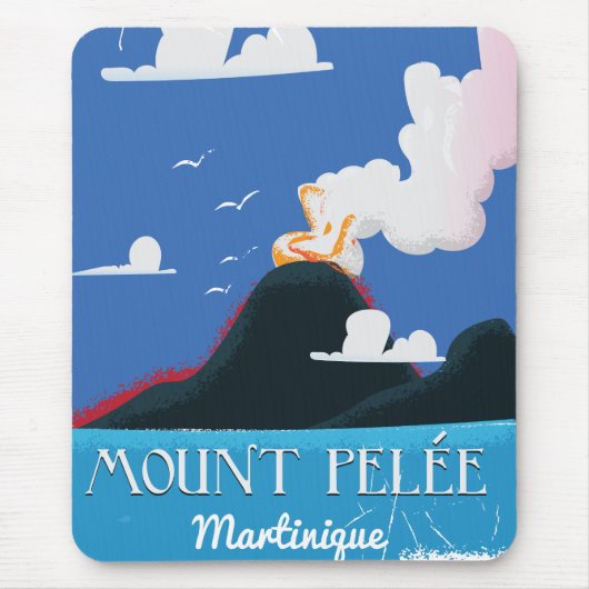 Mount Pelée, Martinique Vintage Reiseplakat Mousepad (Vorne)