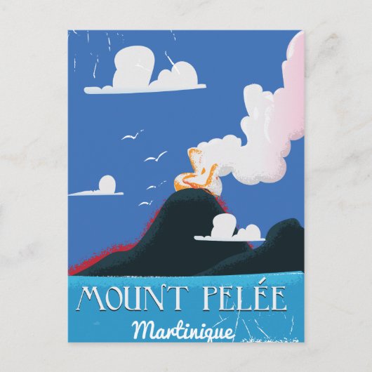 Mount Pelée, Martinique Vintage Reiseplakat Postkarte (Vorderseite)