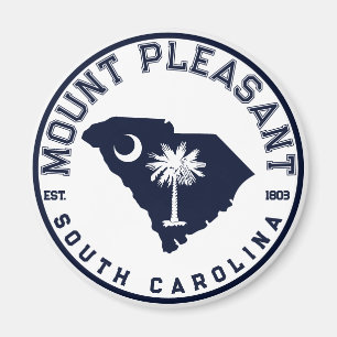 Mount Pleasant SC Flag Map Navy Vintag Souvenir Magnet
