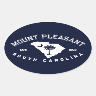 Mount Pleasant SC Flag Map Navy Vintag Souvenir Ovaler Aufkleber
