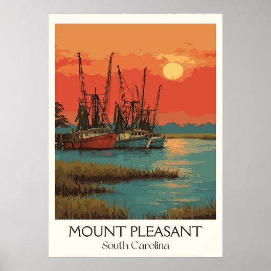 Mount Pleasant SC Garnelenboote Poster (Vorne)