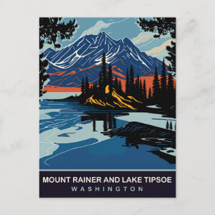 Mount Rainer und Lake Tipsoe, WA, Reise Postkarte