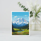 Mount Rainer Washington Art Travel Illustration Postkarte (Stehend Vorderseite)