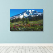 Mount Rainer-Wildblumen Leinwanddruck (Insitu (Holzboden))
