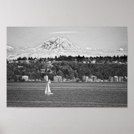 Mount Rainier aus Puget Sound, Seattle Washington Poster