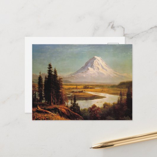 Mount Rainier Gemälde von Albert Bierstadt Postkarte (Vorderseite/Rückseite Beispiel)