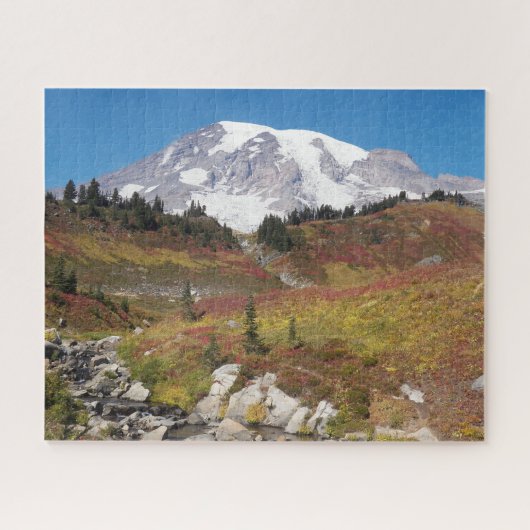 Mount Rainier Herbstfarbenlandschaft Puzzle (Horizontal)
