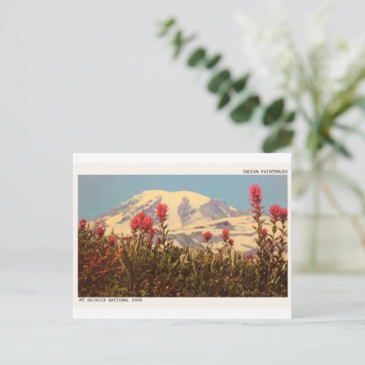 Mount Rainier Indian Paintbrush Postcard Postkarte (Stehend Vorderseite)