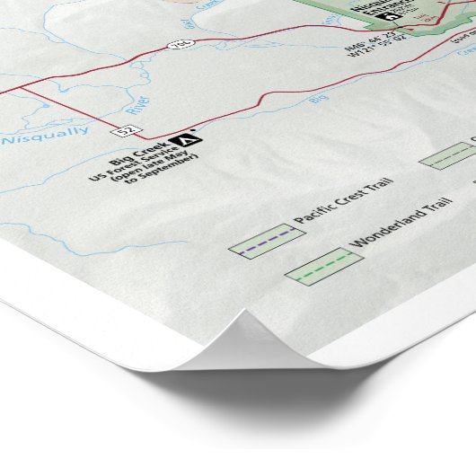 Mount Rainier Kartenposter Poster (Ecke)